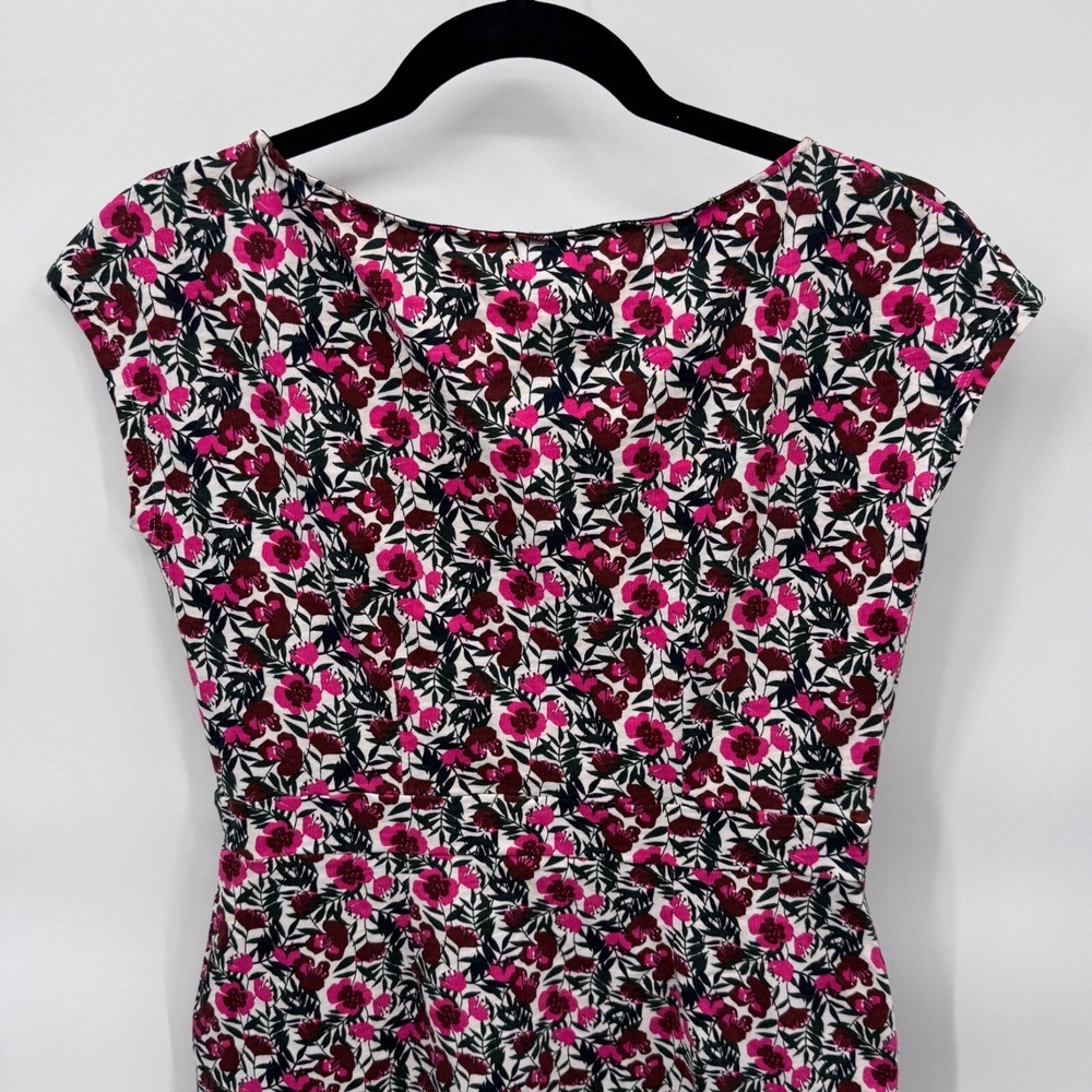 Boden Florrie Jersey Dress Women 4R White Pink Flower Print Cotton Pockets Fairy - Picture 7 of 9